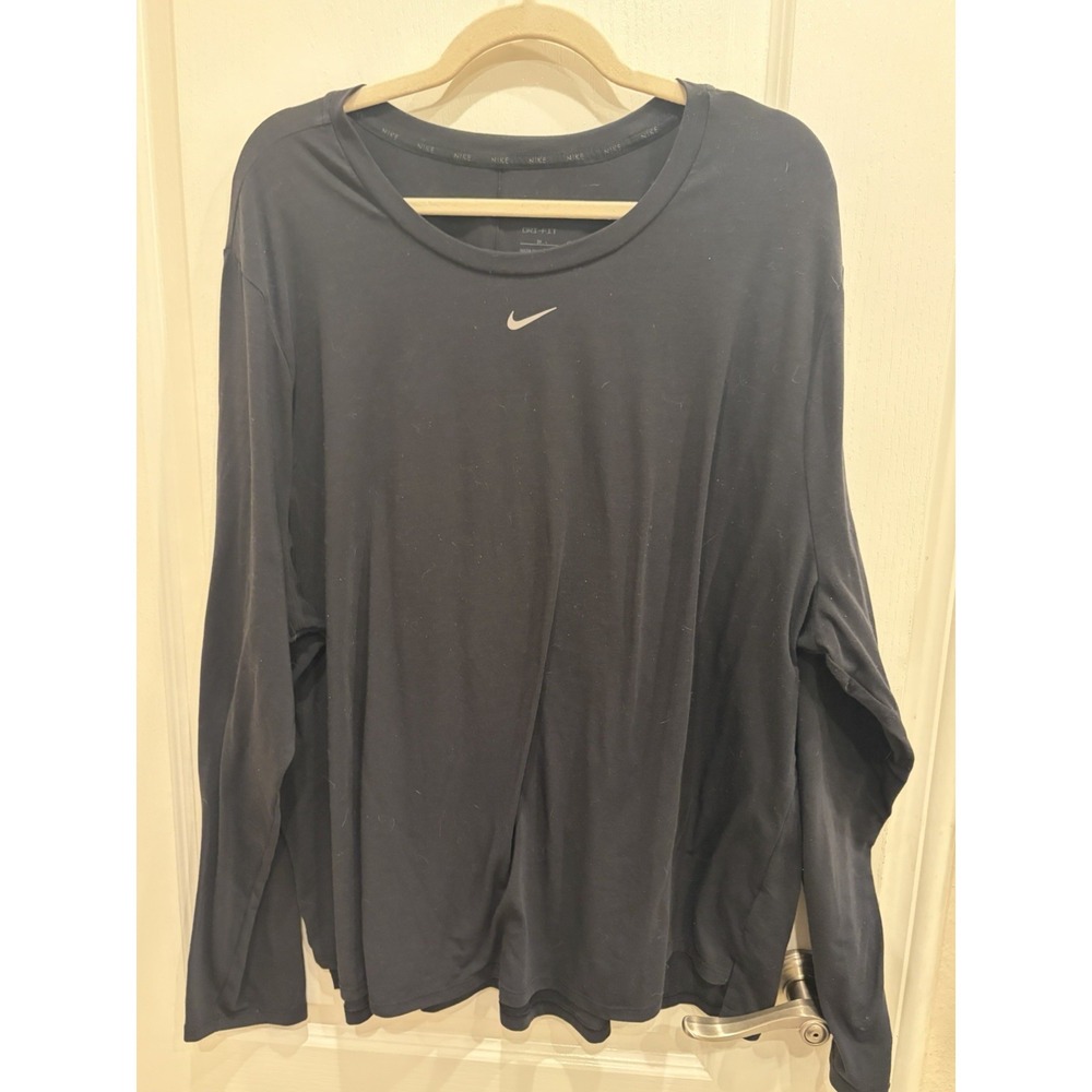 Nike The Nike Tee Dri-FIT Men's Long Sleeve T-Shirt Black Crew Sz 2X